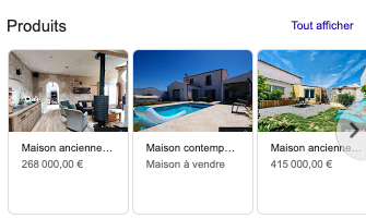Exemple de “produits” pour une agence immobilière