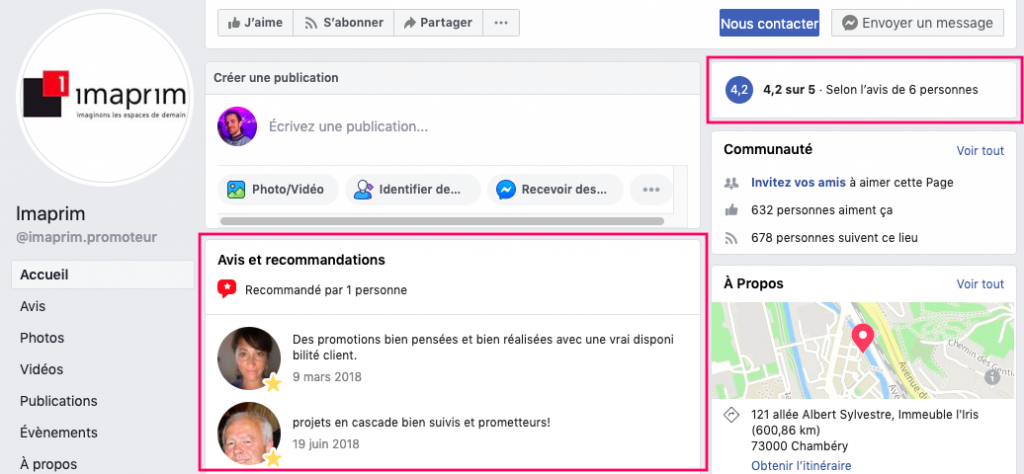 capture avis dans page facebook