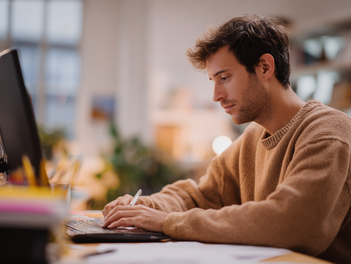 Homme bureau ordinateur