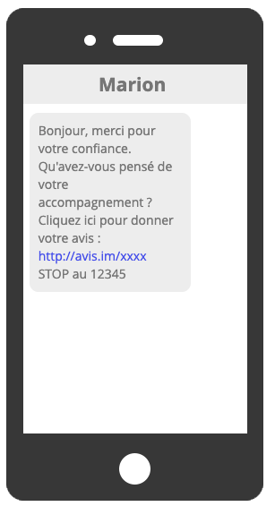 sms demande avis Google