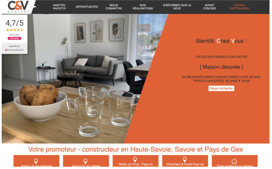 Widget immodvisor sur le site Internet de C&V Habitat