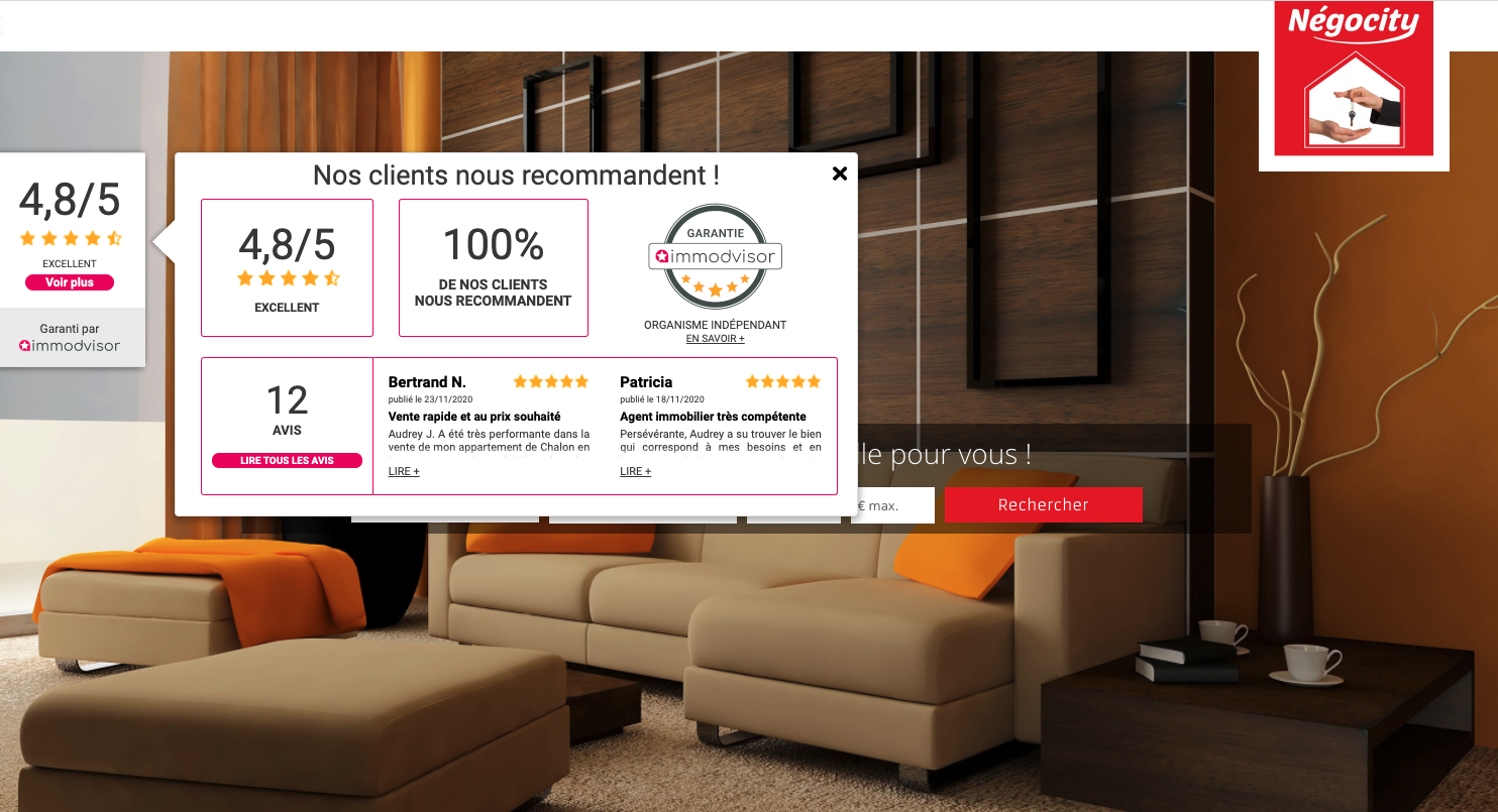 exemple widget immodvisor site internet