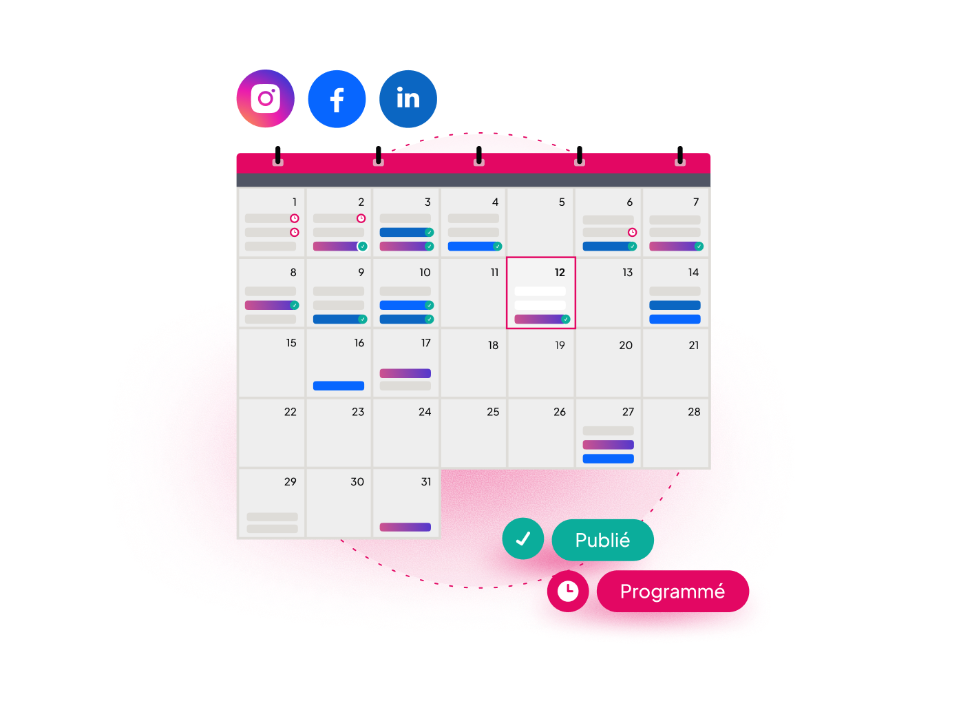 Calendrier réseaux sociaux