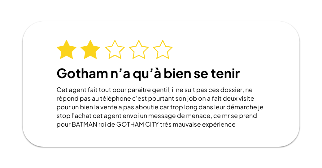 Avis client négatif - Batman