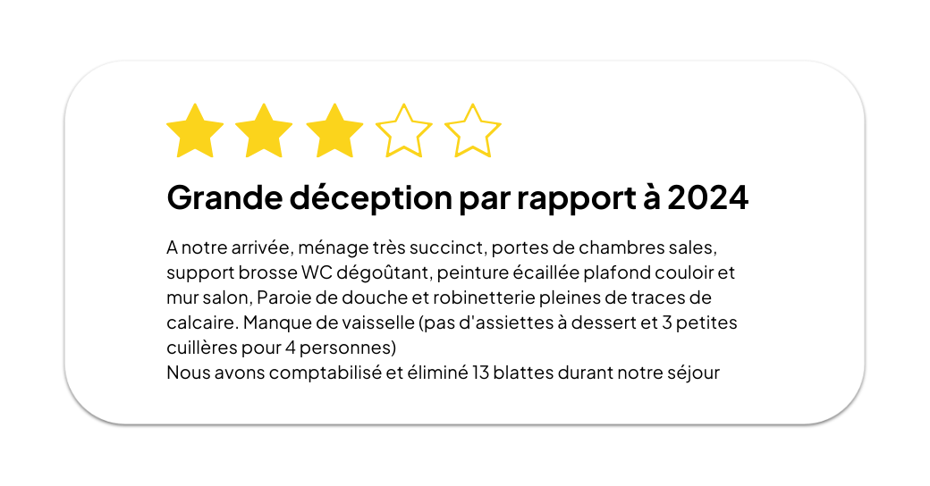 Avis client négatif - Blatte