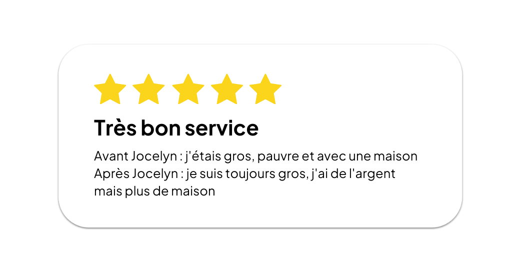 Avis client positif - Jocelyn