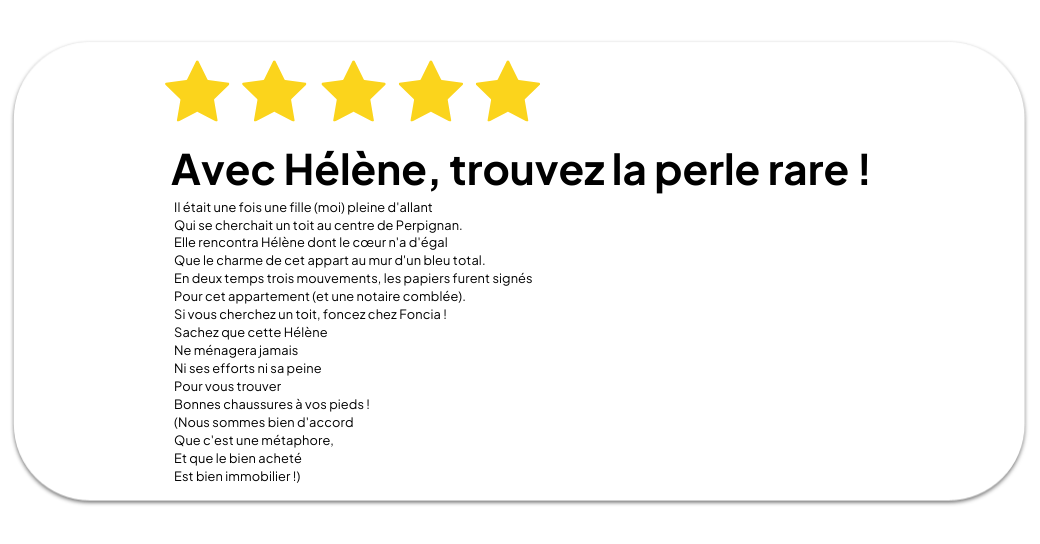 Avis client positif - Hélène