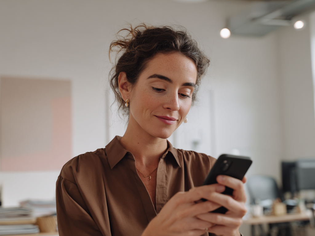 femme qui regarde son téléphone